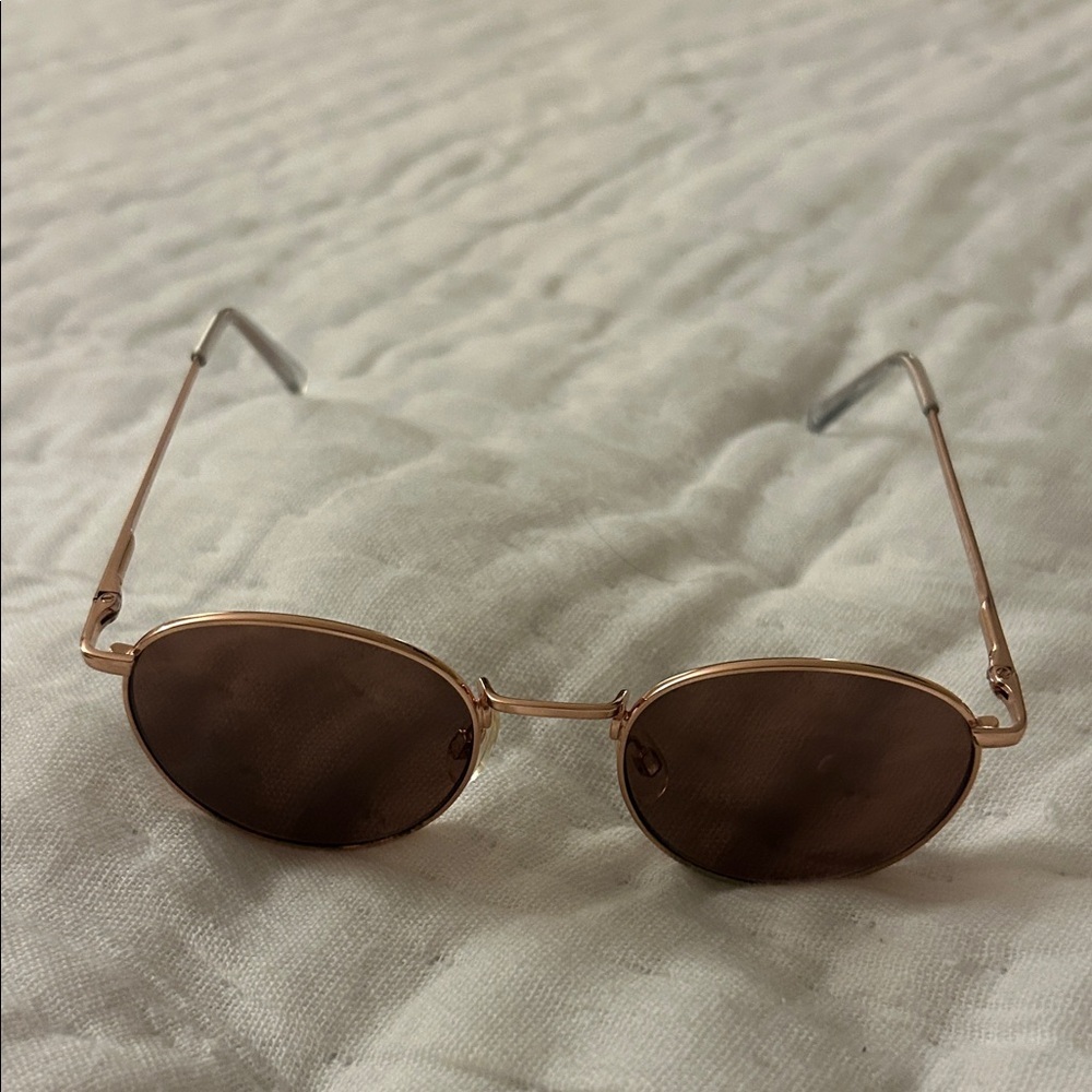 Round Gold Sunglasses with Brown Lenses - Picture 3 of 3